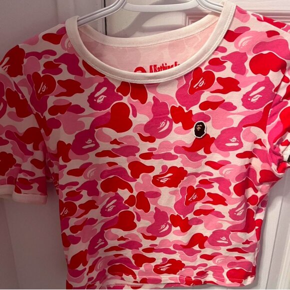 Pink + Red Bape Crop Top - Picture 1 of 1